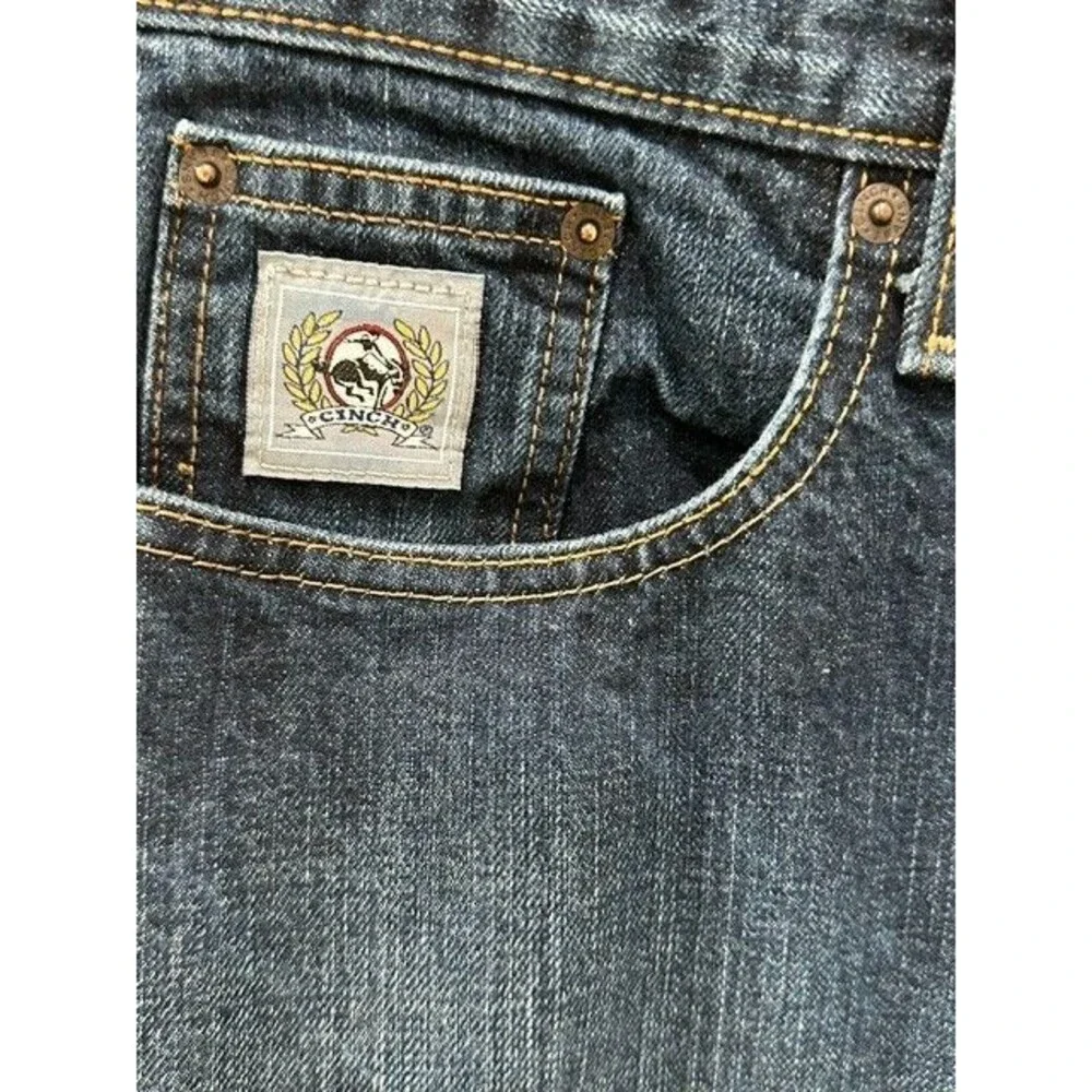 Cinch Silver Label Mens Slim Straight Jeans 30x34 Dark Wash Western Cowboy Denim